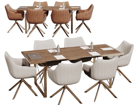  现代会议桌椅 洽谈桌椅 办公桌椅3d模型 