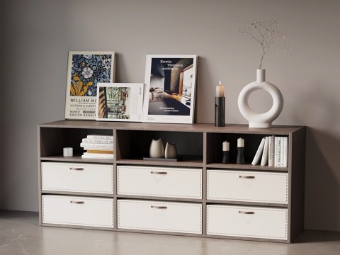  现代意式玄关柜 边柜 书柜 书架3d模型 