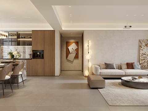  轻奢客餐厅3d模型 