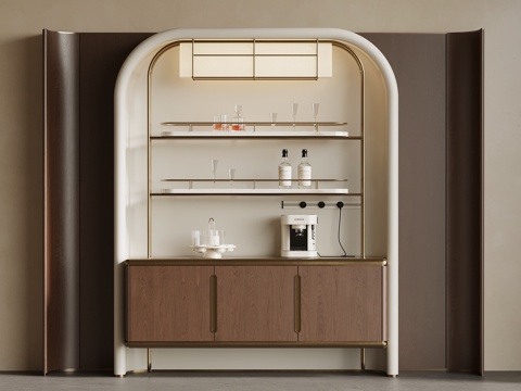  新中式餐边柜 酒柜3d模型 