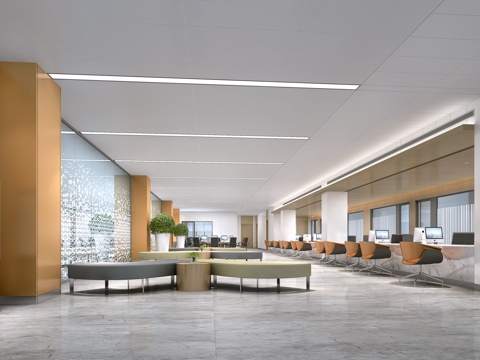  现代服务大厅 政府服务接待3d模型 