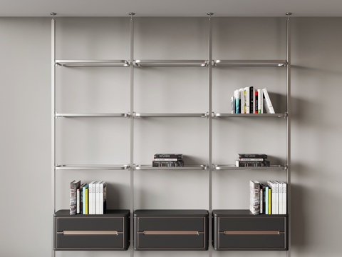  现代意式书架 置物架3d模型 