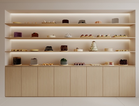  现代面包房蛋糕糕点展柜3d模型 