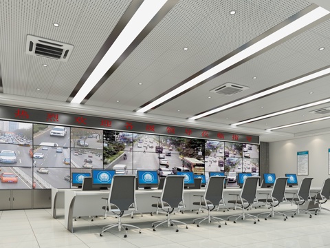  现代道路 监控中心3d模型 