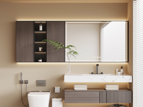  现代意式浴室柜 卫生间干区3d模型 