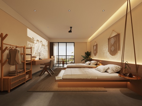  酒店民宿客房3d模型 