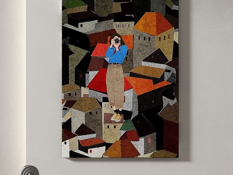  现代，简约，抽象，装饰画3d模型 