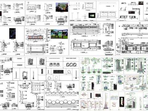 宣传栏标识牌指示牌景观小品村牌标识牌宣传牌CAD素材图库cad施工图