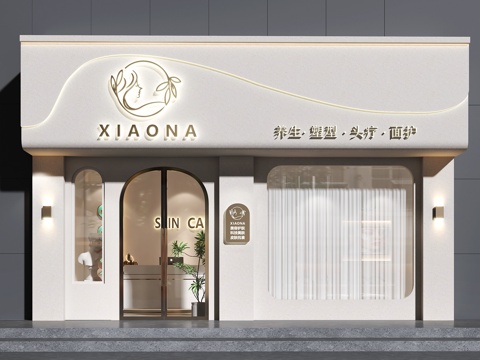 简约门头   美容院门头   造型门头  美容美甲门头su模型