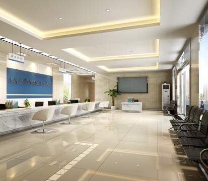  现代简约街道办接待办事大厅3d模型 