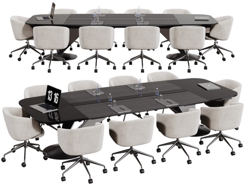  现代会议桌椅 洽谈桌椅 办公桌椅su模型 