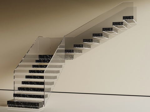  现代玻璃楼梯3d模型 