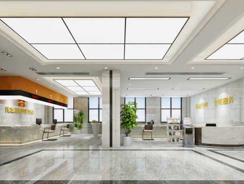  现代民政局  服务行政中心 办理窗口3d模型 