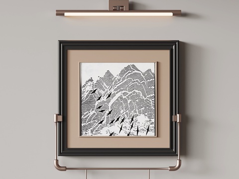  现代意式挂画 壁灯3d模型 