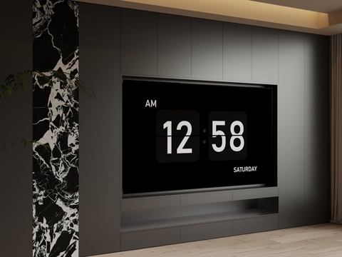  现代电视背景墙3d模型 