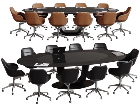  现代会议桌椅 洽谈桌椅 办公桌椅su模型 