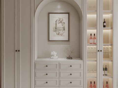  现代餐边柜酒柜3d模型 