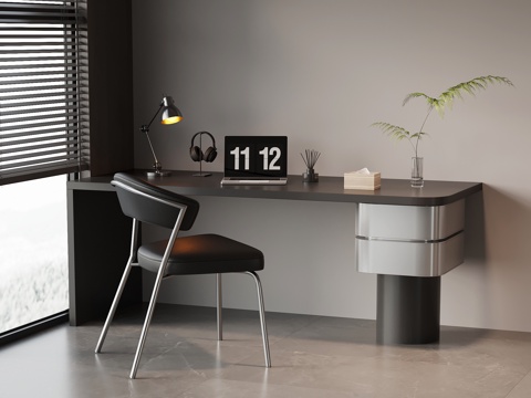  现代意式书桌椅 办公桌椅3d模型 