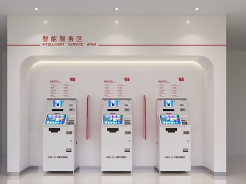 银行 自助 智能柜员机su模型