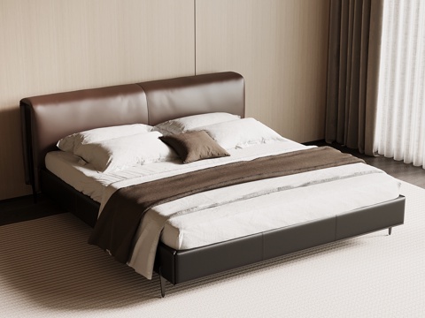  现代意式双人床3d模型 