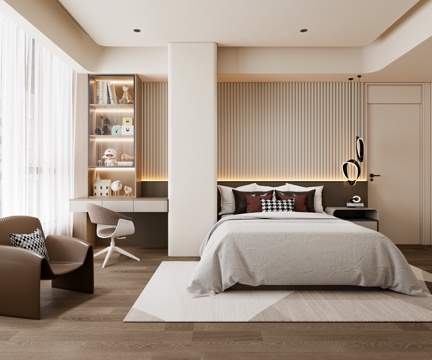  现代卧室儿童房男孩房3d模型 