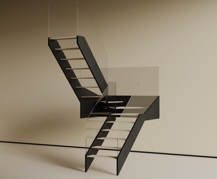 现代玻璃楼梯su模型