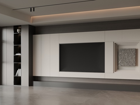  现代意式电视背景墙3d模型 