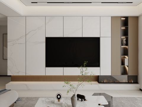  现代电视背景墙3d模型 