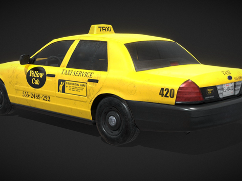  维多利亚皇冠出租车游戏道具3d模型 