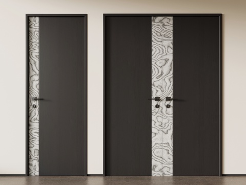 现代意式单开门 双开门su模型