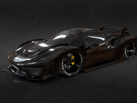  法拉利488 Pista宽体3d模型 