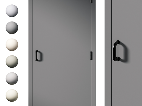  现代简约房间门 门 入户门 单开门 灰色门3d模型 