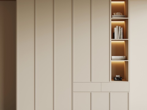  法式奶油风书柜3d模型 