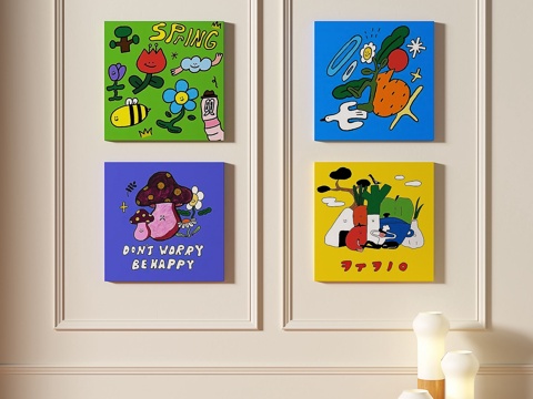  现代，抽象，儿童，组合，装饰画3d模型 