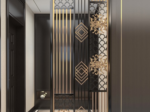  中式屏风隔断3d模型 