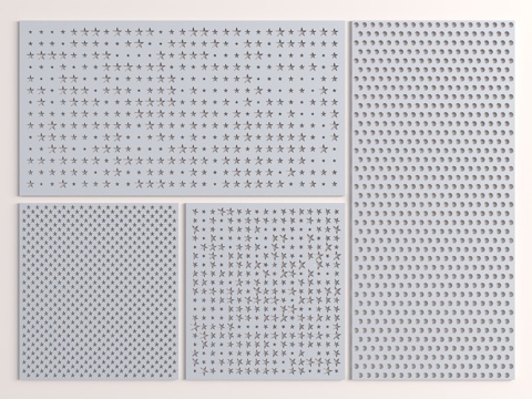  孔板模型 穿孔板背景墙 星形孔板 随机透光板 穿孔护墙板 现3d模型 