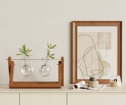 中古风饰品摆件 绿植 挂画su模型