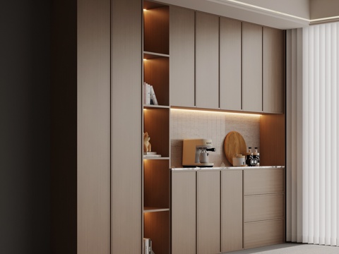  新中式餐边柜3d模型 