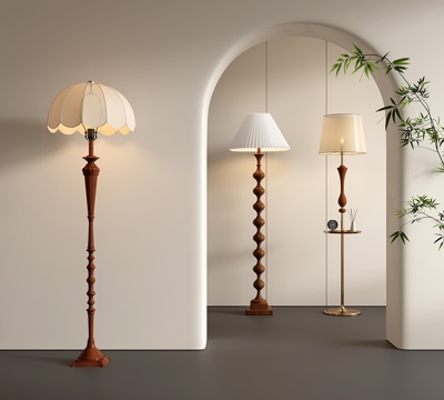  法式落地灯 复古落地灯 金属落地灯3d模型 