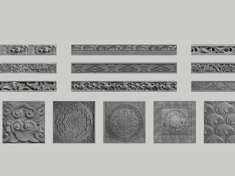 中式浮雕砖雕su模型
