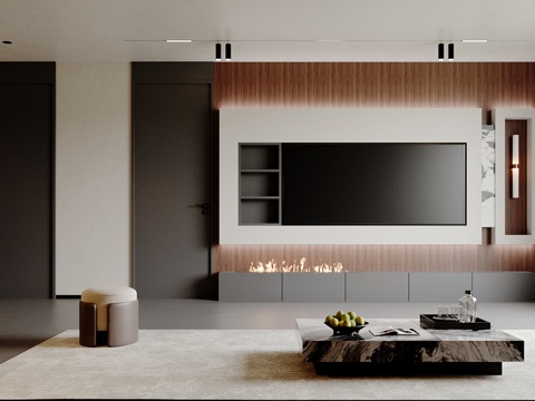  意式轻奢客厅3d模型 