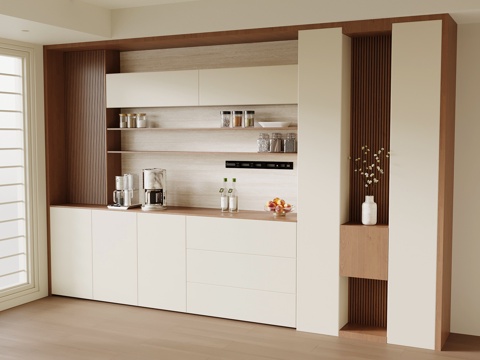 侘寂中古餐边柜 酒柜 置物柜su模型