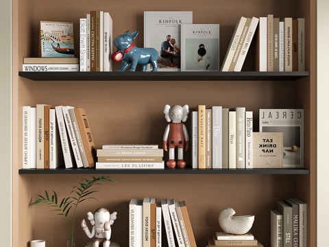  现代书籍 装饰品摆件组合 花艺花瓶 雕塑 日历3d模型 