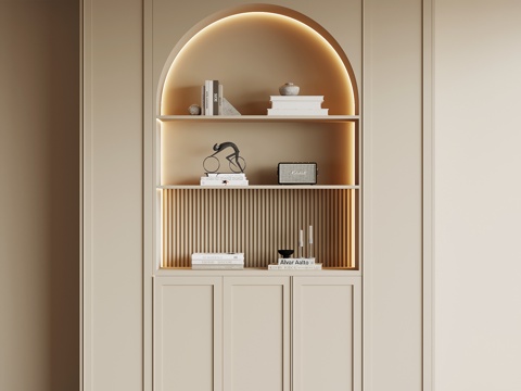 法式奶油风酒柜 餐边柜su模型