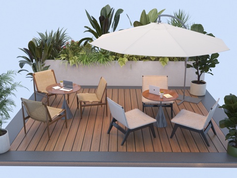  现代户外休闲桌椅3d模型 