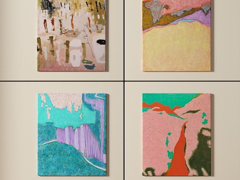  现代，简约，抽象，肌理，装饰画3d模型 