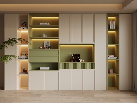 法式奶油风置物柜su模型