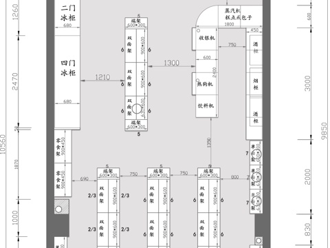 便利店 小卖铺 最新平面施工图设计cad施工图