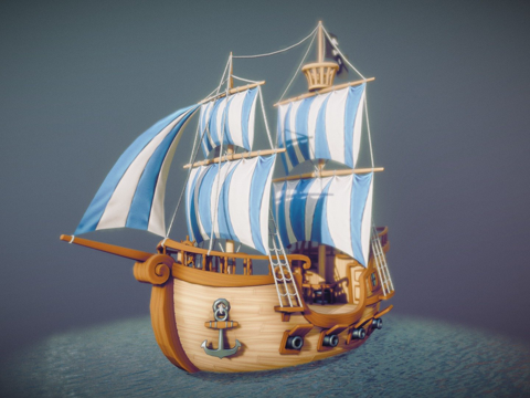  电影卡通海盗船动画3d模型 