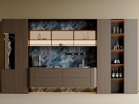  现代简约餐边柜 餐边柜摆件 成品餐边柜3d模型 